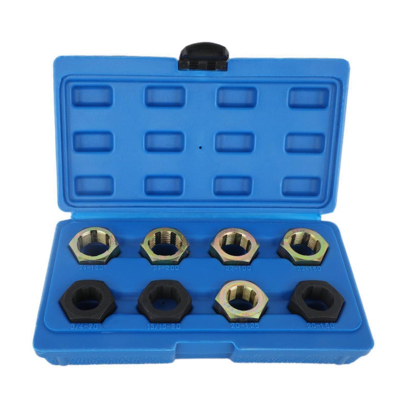VKALTUL 8pcs Axle Spindle Rethreading Tool Set, Thread Chaser Set, Thread Repair Tool M20,22,24 13/16 3/4 x20UNEF - Image 1